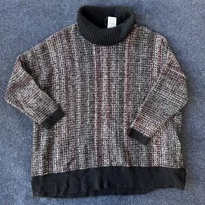 J. Jill Pure Jill Sweater Womens Medium Petite Black Multi Cowl Neck Knit Tunic